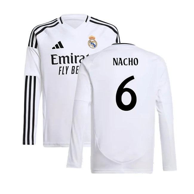 2024-2025 Real Madrid Long Sleeve Home Shirt (Kids) (Nacho 6)-SoccerKits Hub | Buy Soccer Jerseys Online